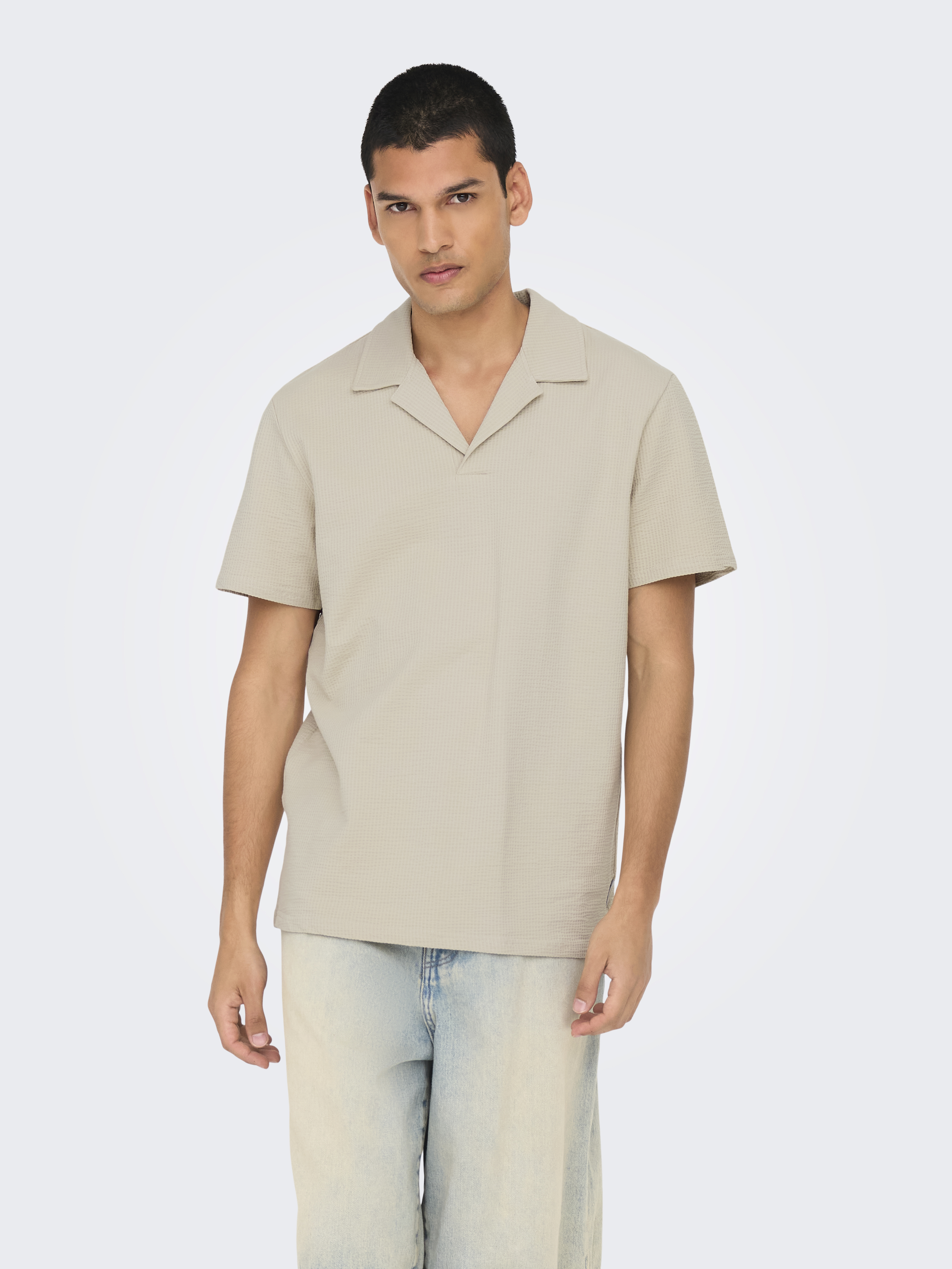 Only & Sons Onskian reg seersucker resort polo