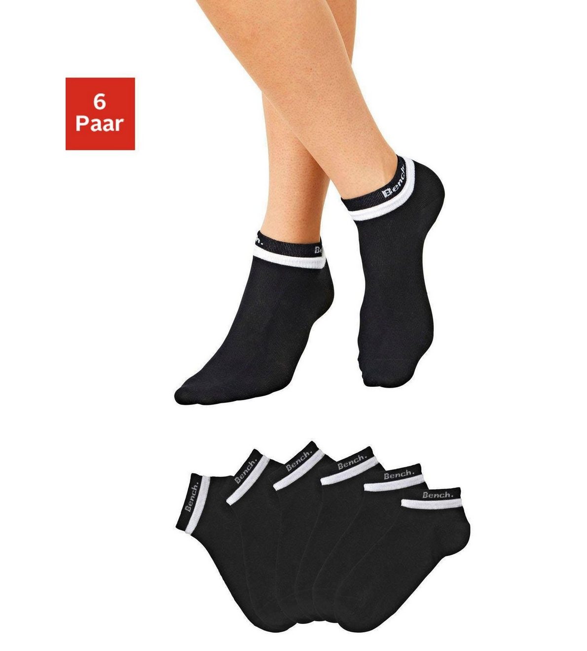 Bench. Korte sokken met dubbele boord (set, 6 paar)