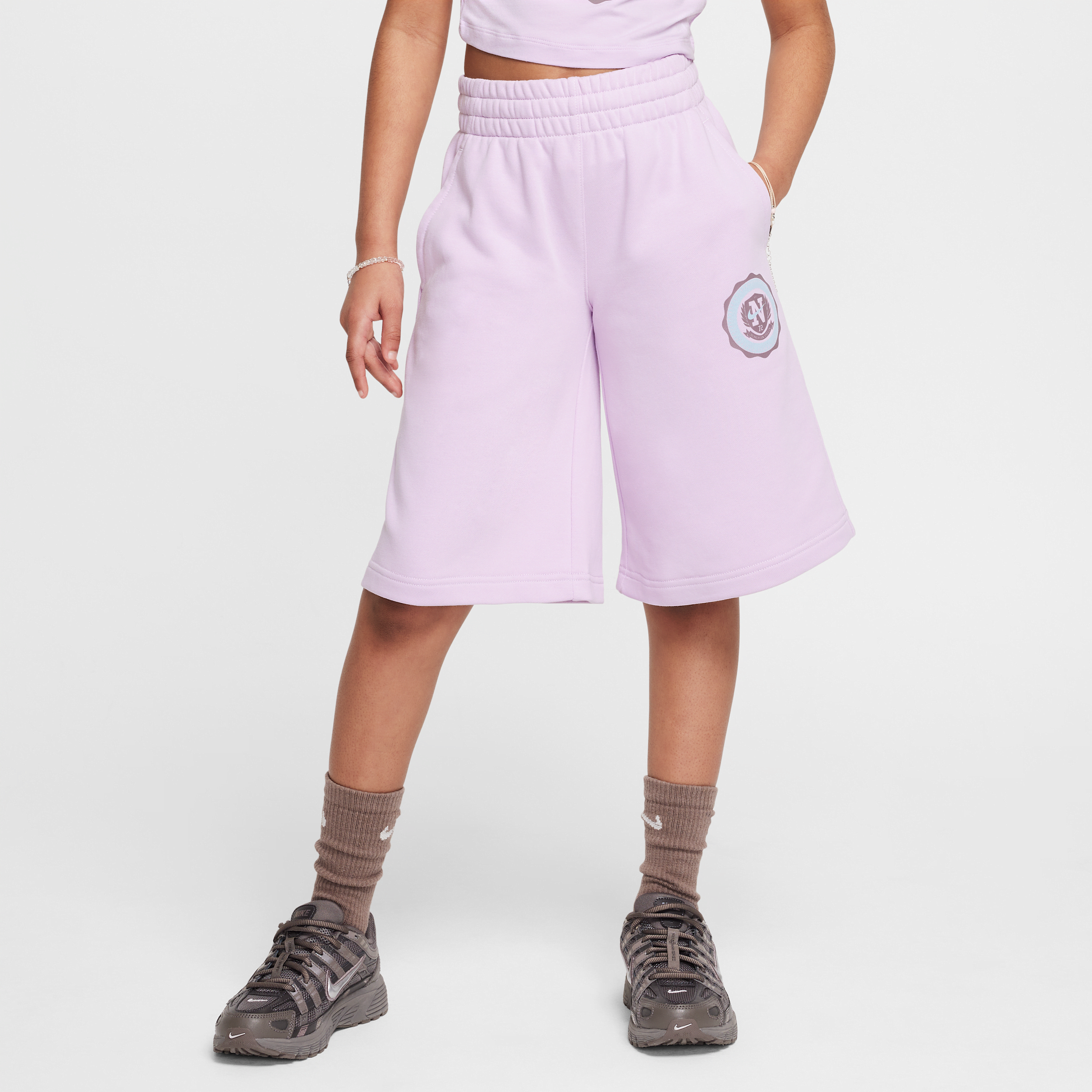 Nike Sportswear meisjesshorts van sweatstof - Paars