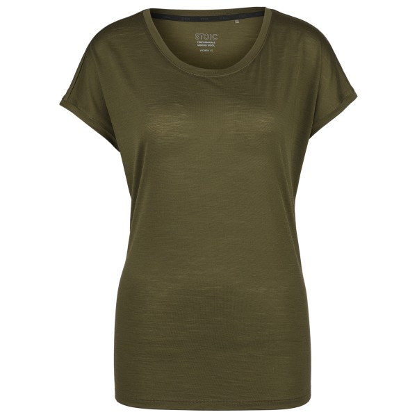 Stoic - Women's MerinoChill MMXX. Göteborg Loose Tee - Merinoshirt, olijfgroen
