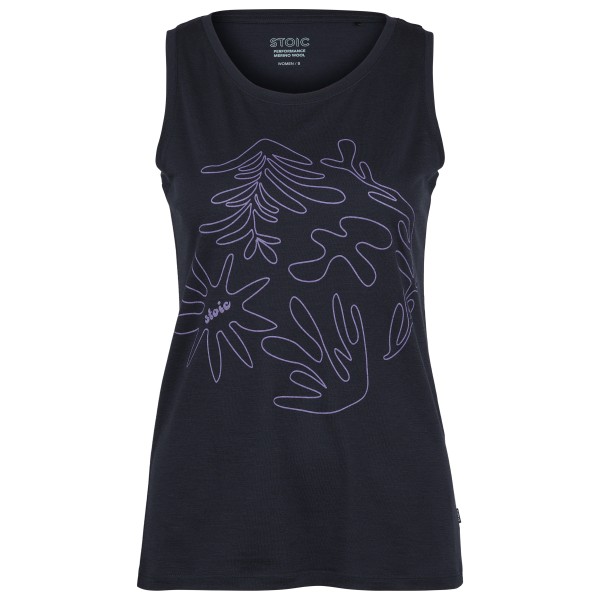 Stoic - Women's Merino155 LaholmSt. Print Tank Flowers - Merinoshirt, blauw