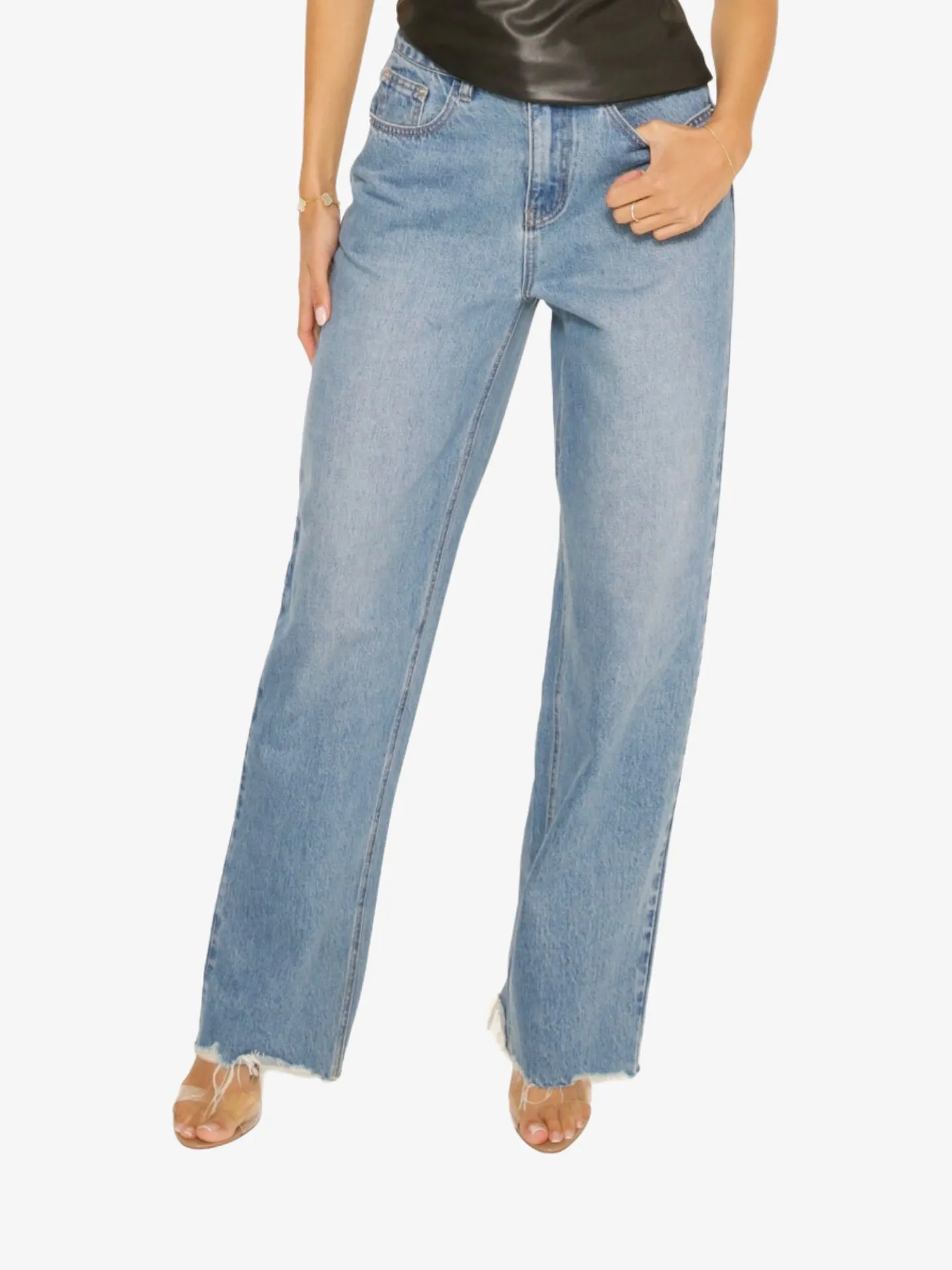 LA Sisters Dames spijkerbroek classic straight leg jeans light blue