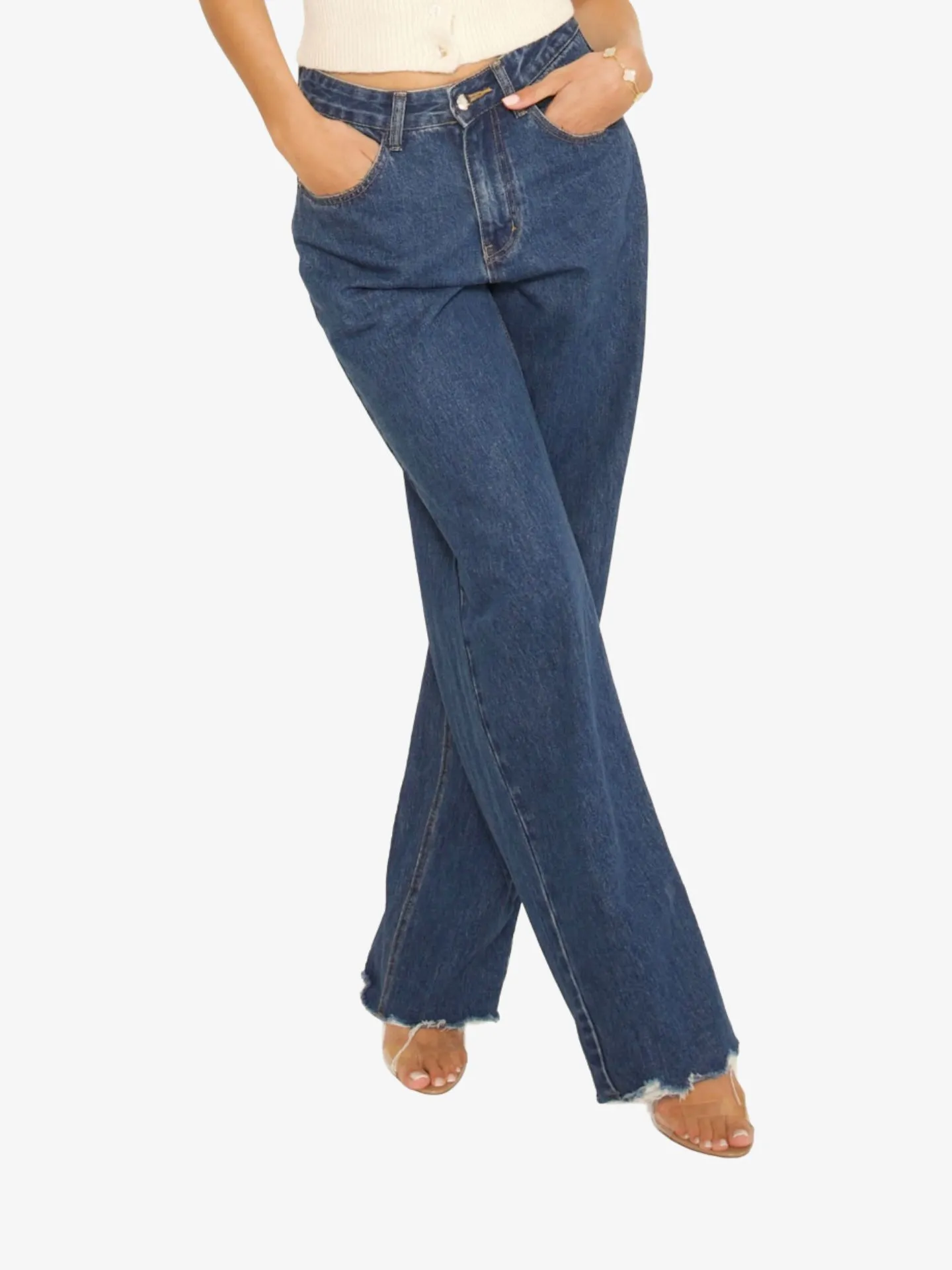 LA Sisters Dames spijkerbroek classic straight leg jeans medium blue