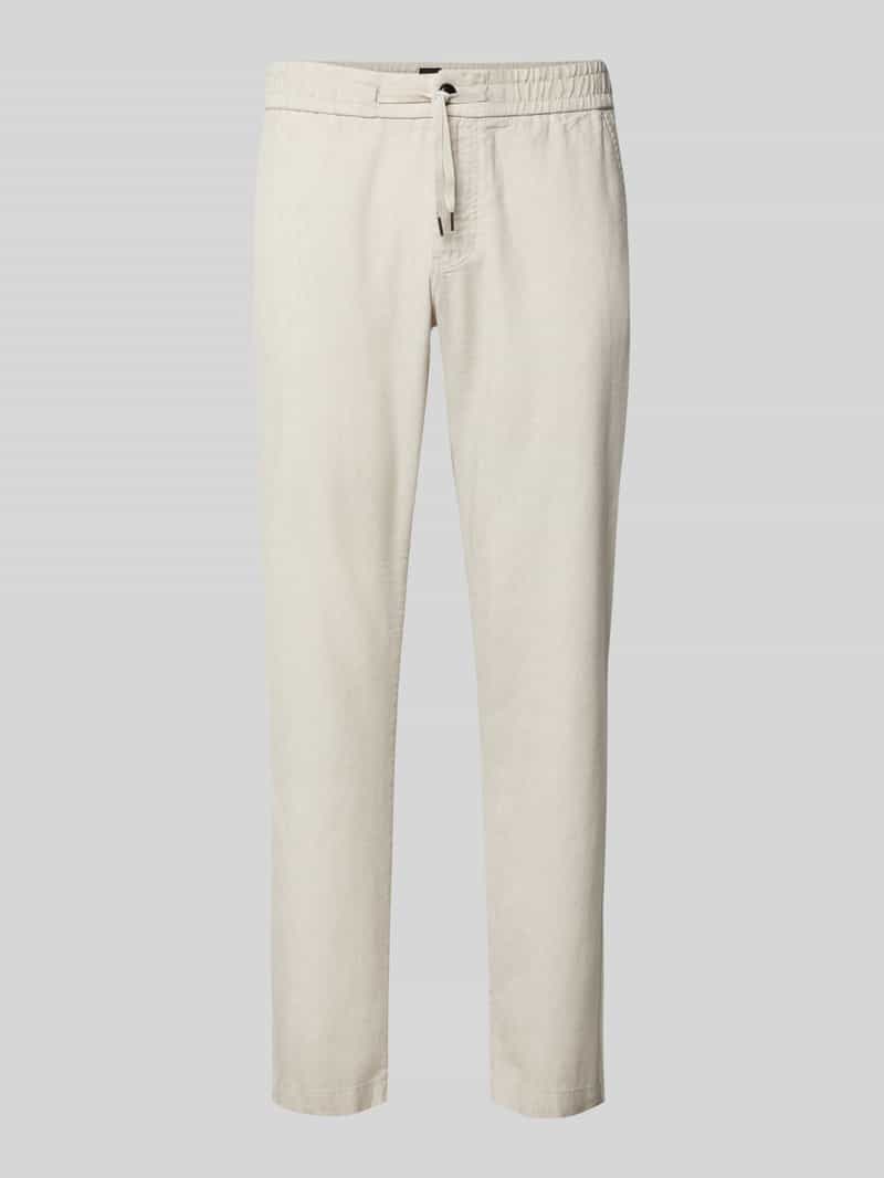 Boss Orange Straight fit linnen broek met elastische band, model 'Sanderson'