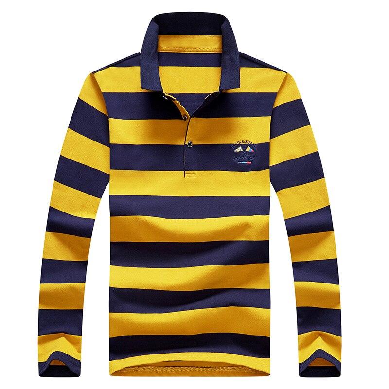 Tooyoo Heren Polo Shirt Lange Mouw Shirt Lente Herfst Katoen Borduurwerk Warm Casual Streep Polo Shirt Heren L rood