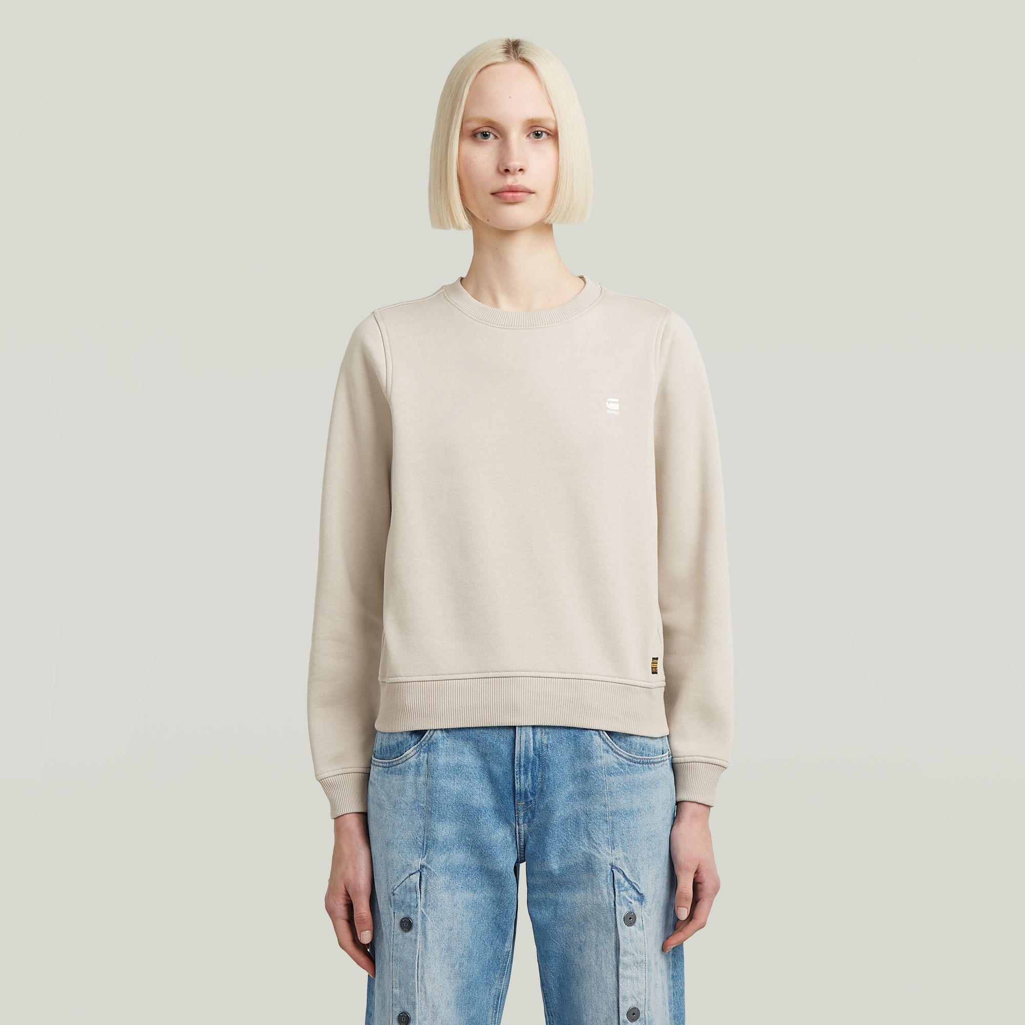 G-Star RAW Logo Crew Sweater - Beige - Dames