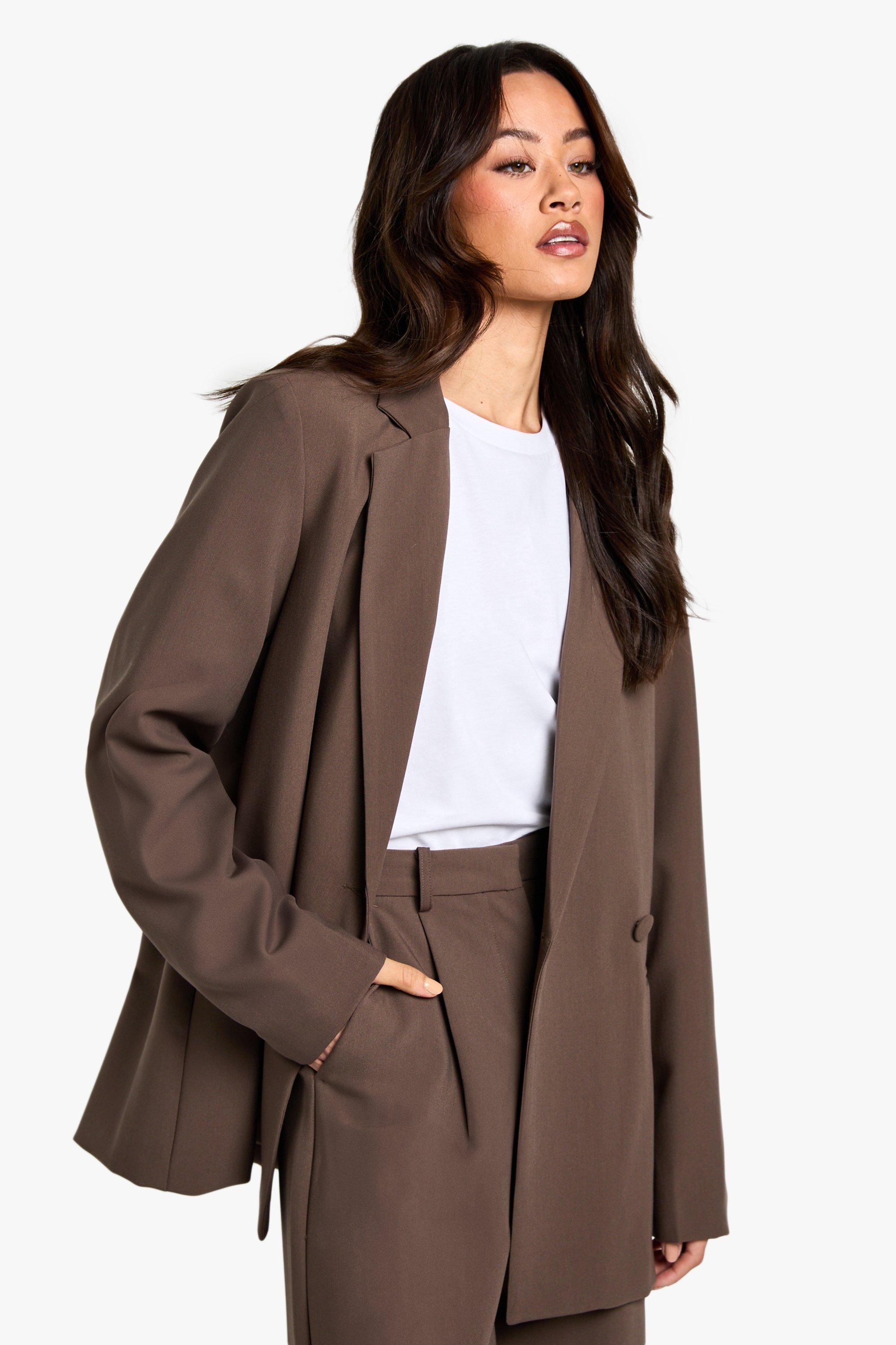 Boohoo Tall Oversized Essential Blazer, Taupe