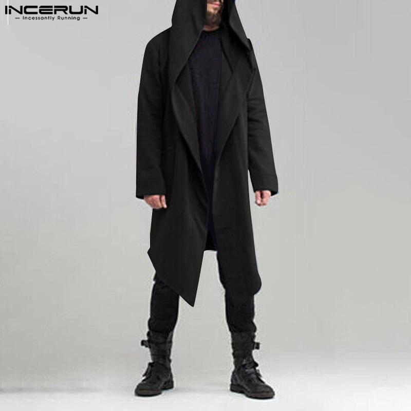 INCERUN Heren Capuchon Lange Mouw Open Voorkant Hoodies Herfst Casual Losse Zakken Sweatshirts S groen