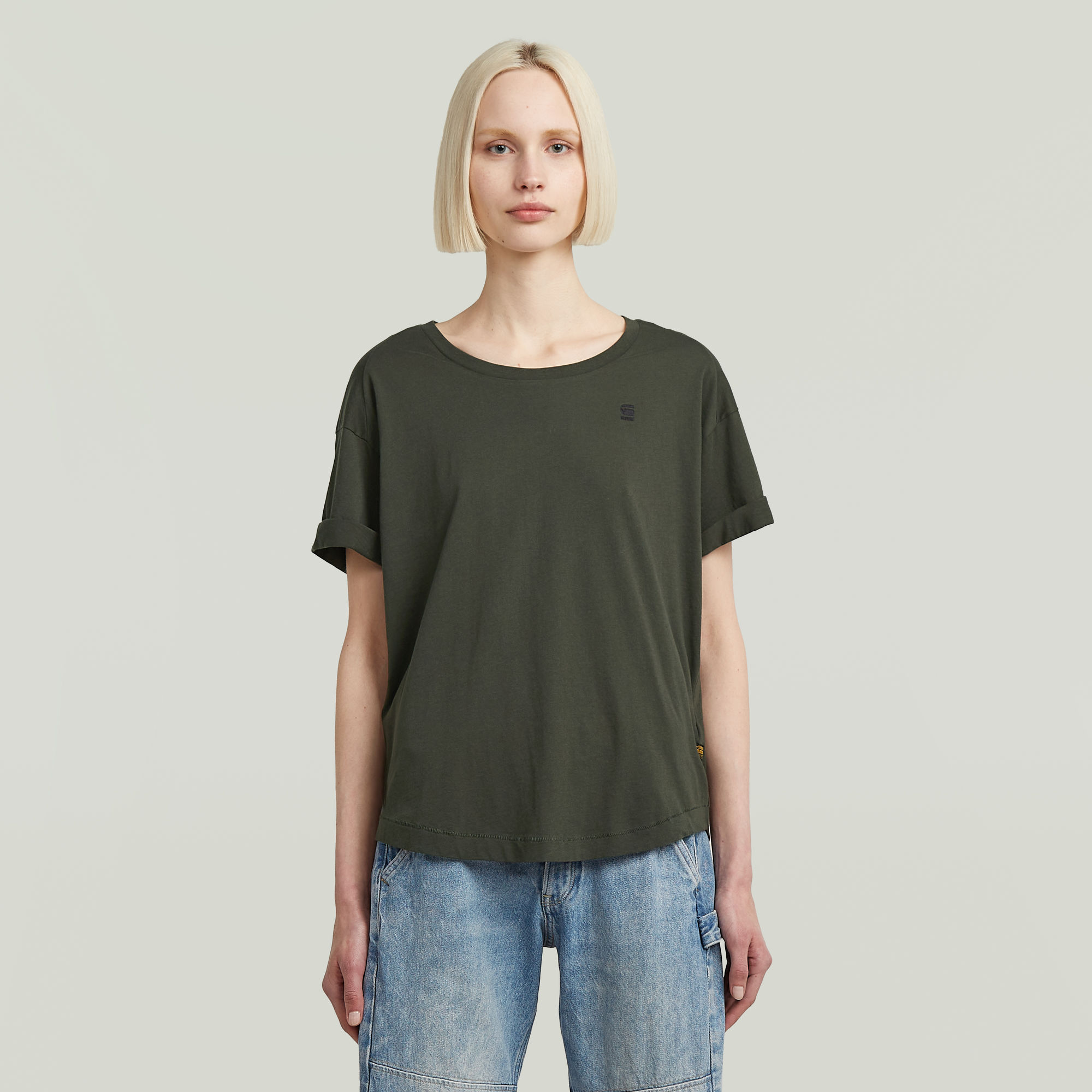 G-Star RAW Rolled Up Sleeve Boyfriend Top - Grijs - Dames