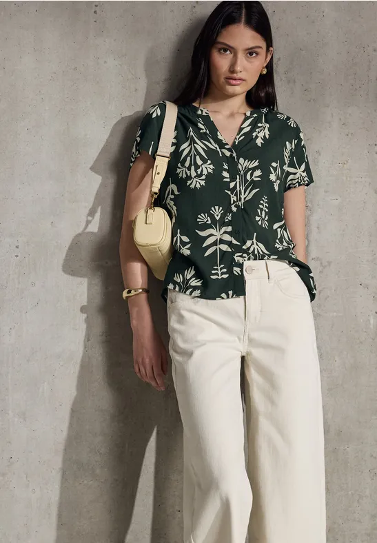 Street One Studio Gedessineerde blouse met korte mouwen