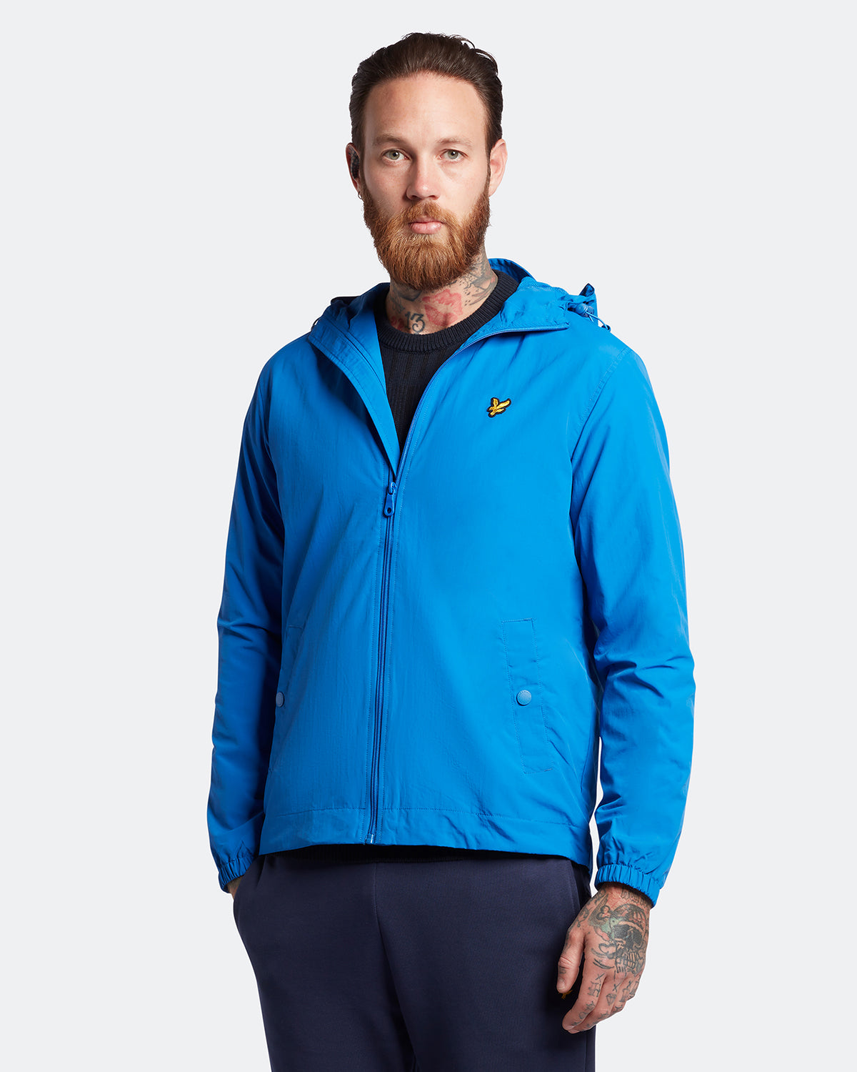 Lyle & Scott jack met rits en capuchon in blauw