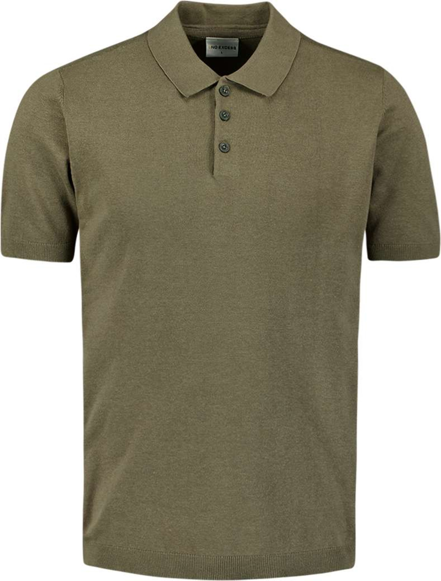 No Excess Pullover short sleeve polo button s dark moss