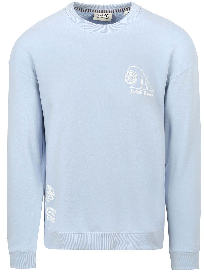Scotch and Soda Sweater Embroidered Lichtblauw