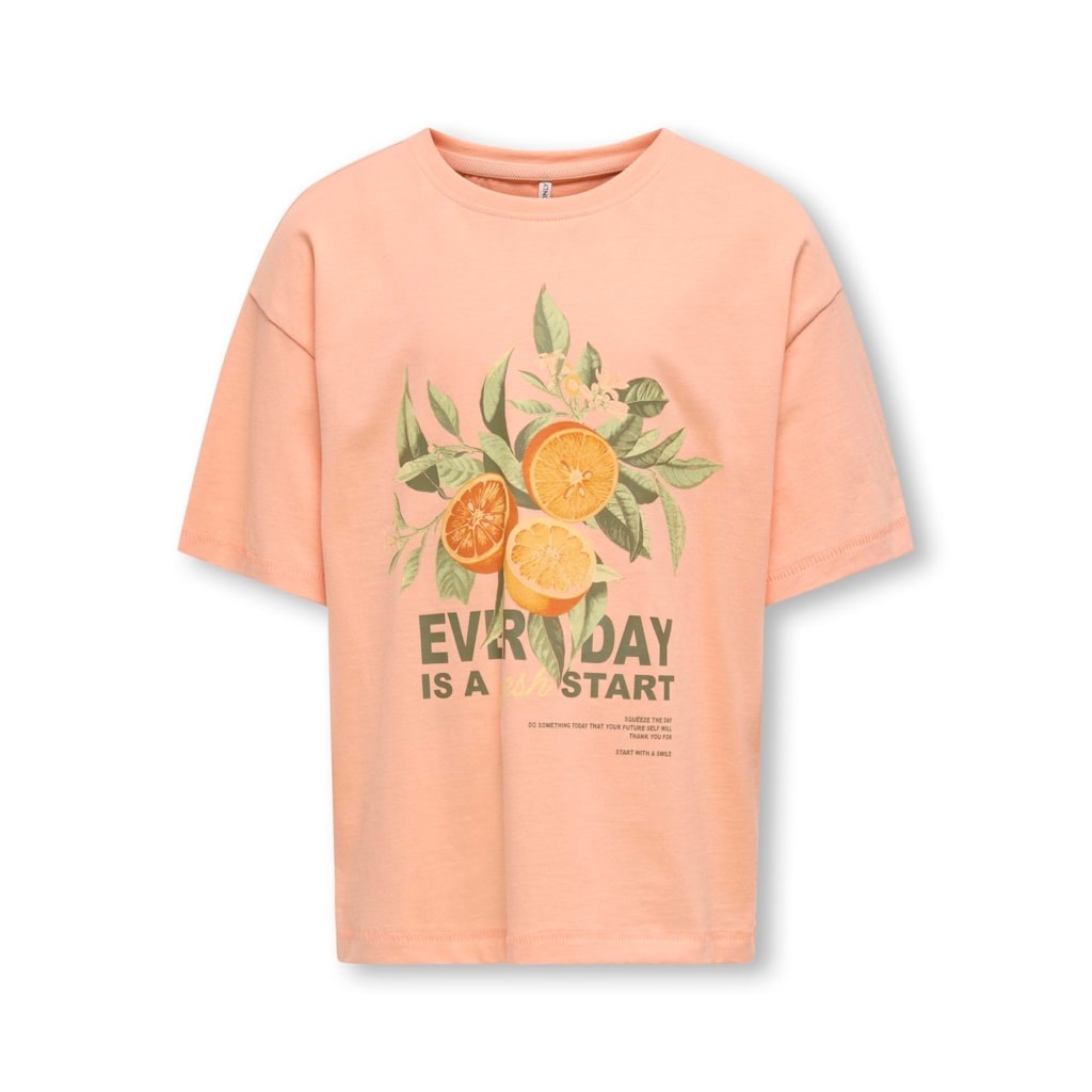 Kids ONLY zomer t-shirt S/S meisjes - loose fit - zalm roze - Koghelen