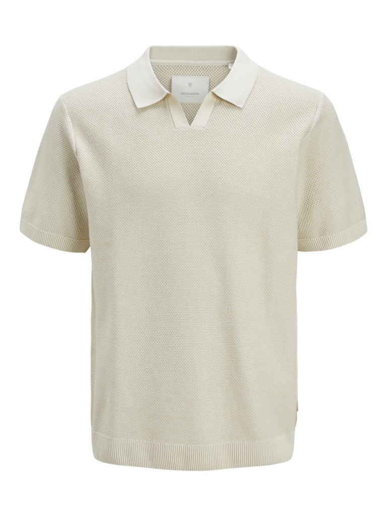 Jack & Jones jprcceaston knit split neck ss sn 12273012 whitecap gray