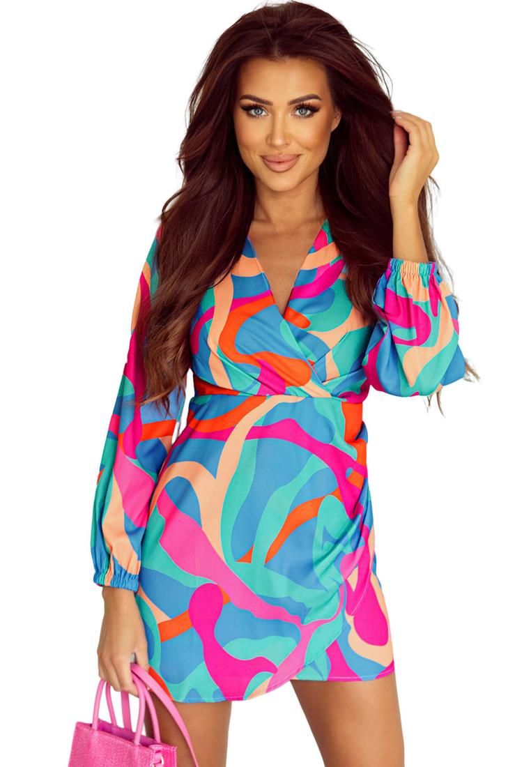 Azura Exchange Vrouwen Multikleur Abstract Print Wikkeljurk in Multikleur