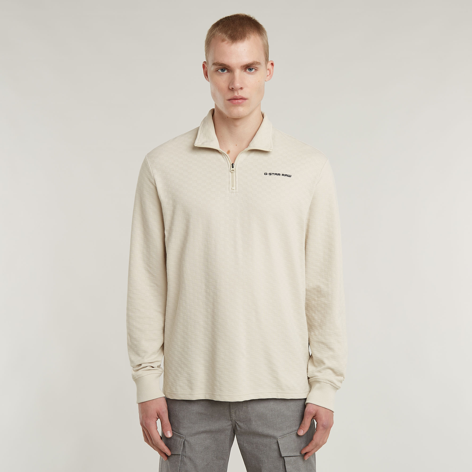 G-Star RAW Checquard Tweeter Half Zip - Wit - Heren