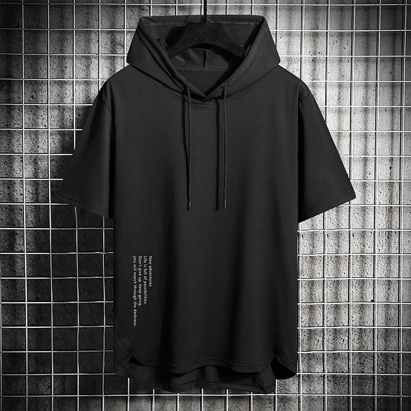 Polaris star Heren zomer Hong Kong stijl trendy effen hoodie met capuchon voor buitensporten en vrije tijd XXL geel