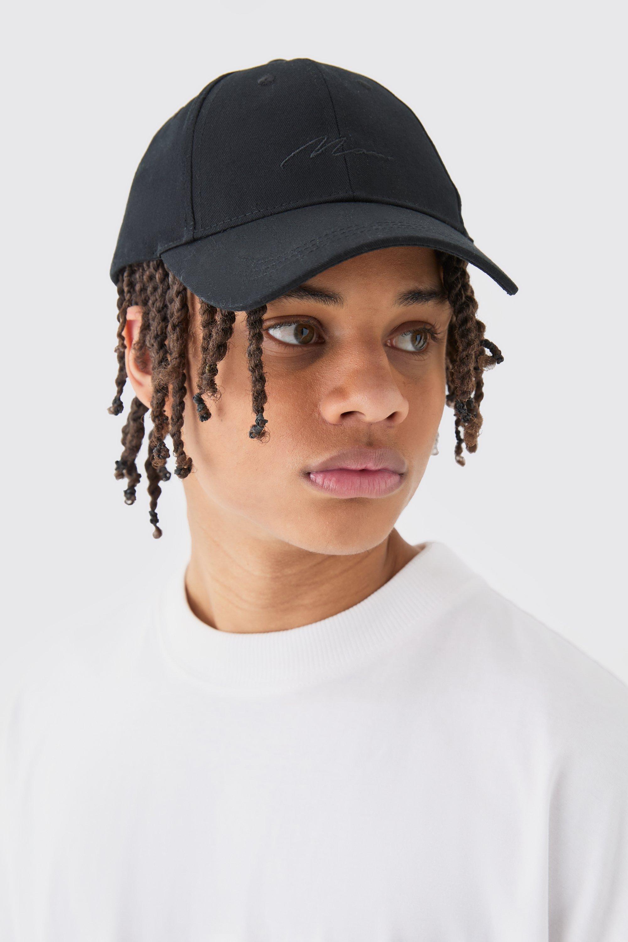 Man Signature Basic Zwarte Baseball Pet, Black