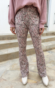 Jurkjes Janine Flared Broek Flower Creme Roze