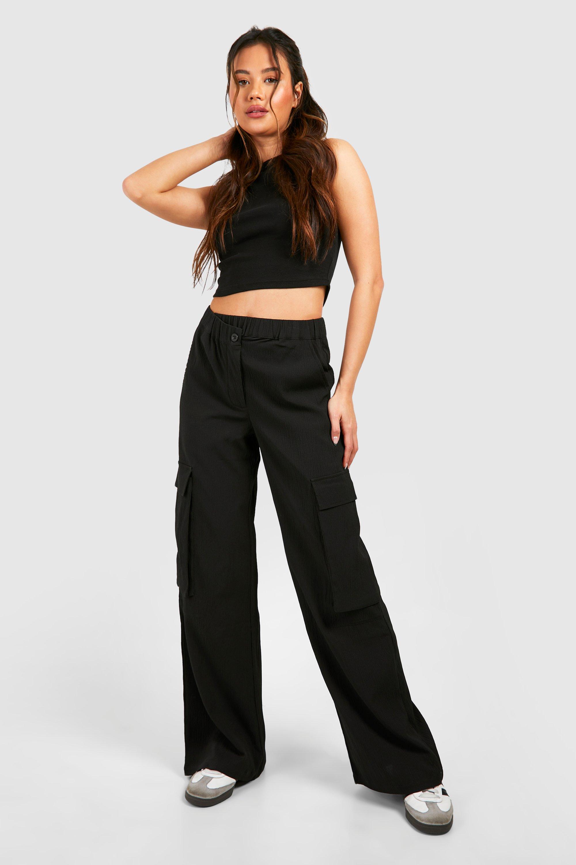 Boohoo Cargo Broek Met Asymmetrische Tailleband, Black
