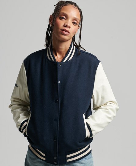 Superdry Vrouwen College Varsity Bomberjack Blauw