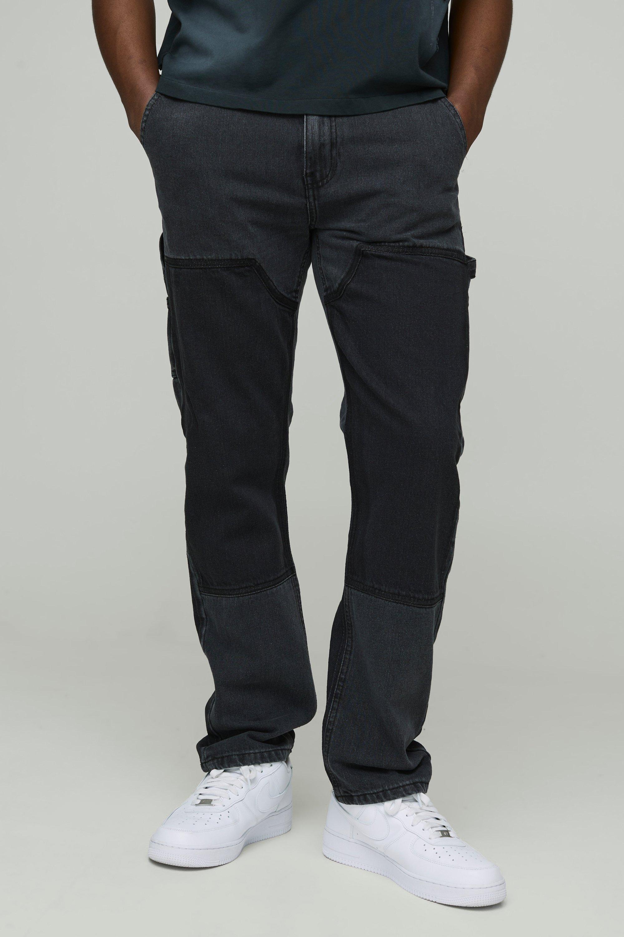 Boohoo Contrasterende Jeans Met Rechte Pijpen En Paneel, Grey