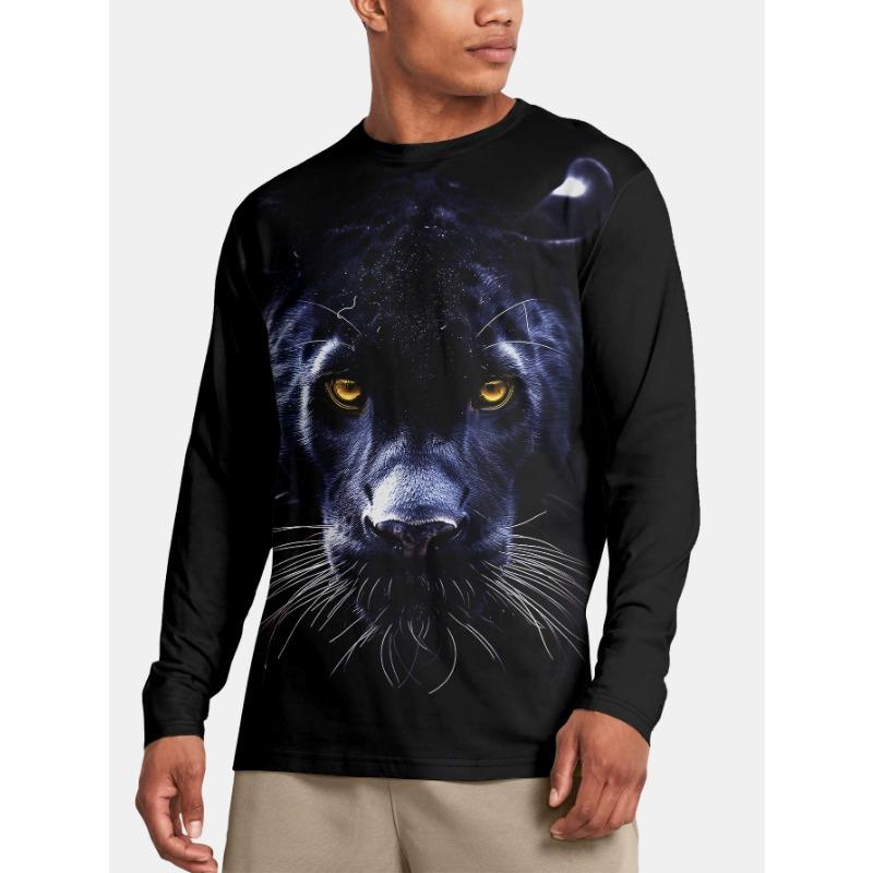 Forever Men Heren lente- en herfst T-shirt met lange mouwen Heren losse ronde hals hoodie 3D-geprint bedrukte top met lange mouwen S