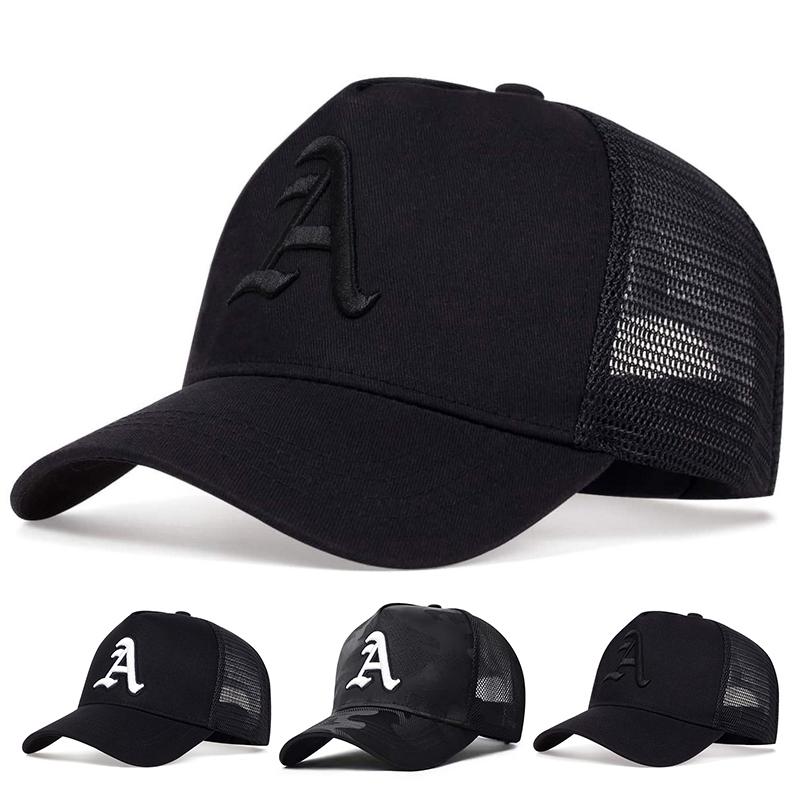 Cap Factory Heren Hip Hop Baseball Cap Letter Borduurwerk Katoenen Hoed Mode Zomer Zonnehoeden Sport Ademend Mesh Petten Snapback Dad Hoed Trucker Hoed zwart/camouflage
