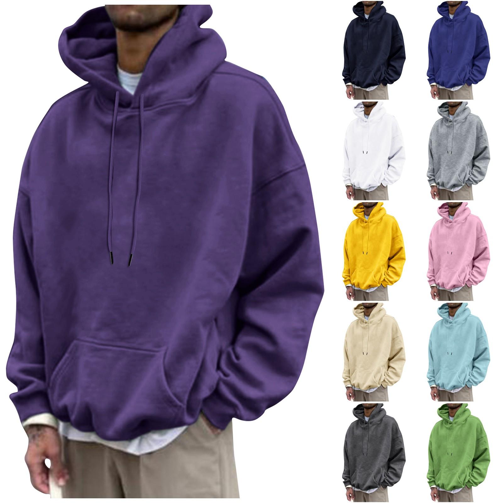 Jiangnan C Los casual sweatshirt met capuchon voor heren Effen los casual sweatshirt voor heren L
