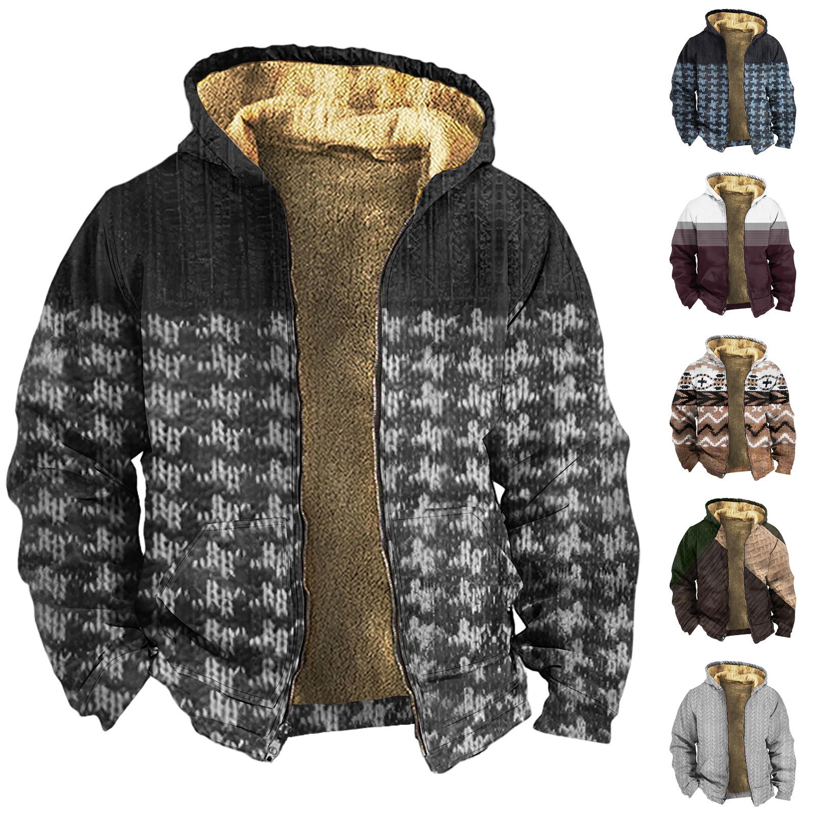Ren Bag Heren Winter Rits Capuchon Fleece Sweatshirt Met Opgestikte Zak Casual Jack L zwart