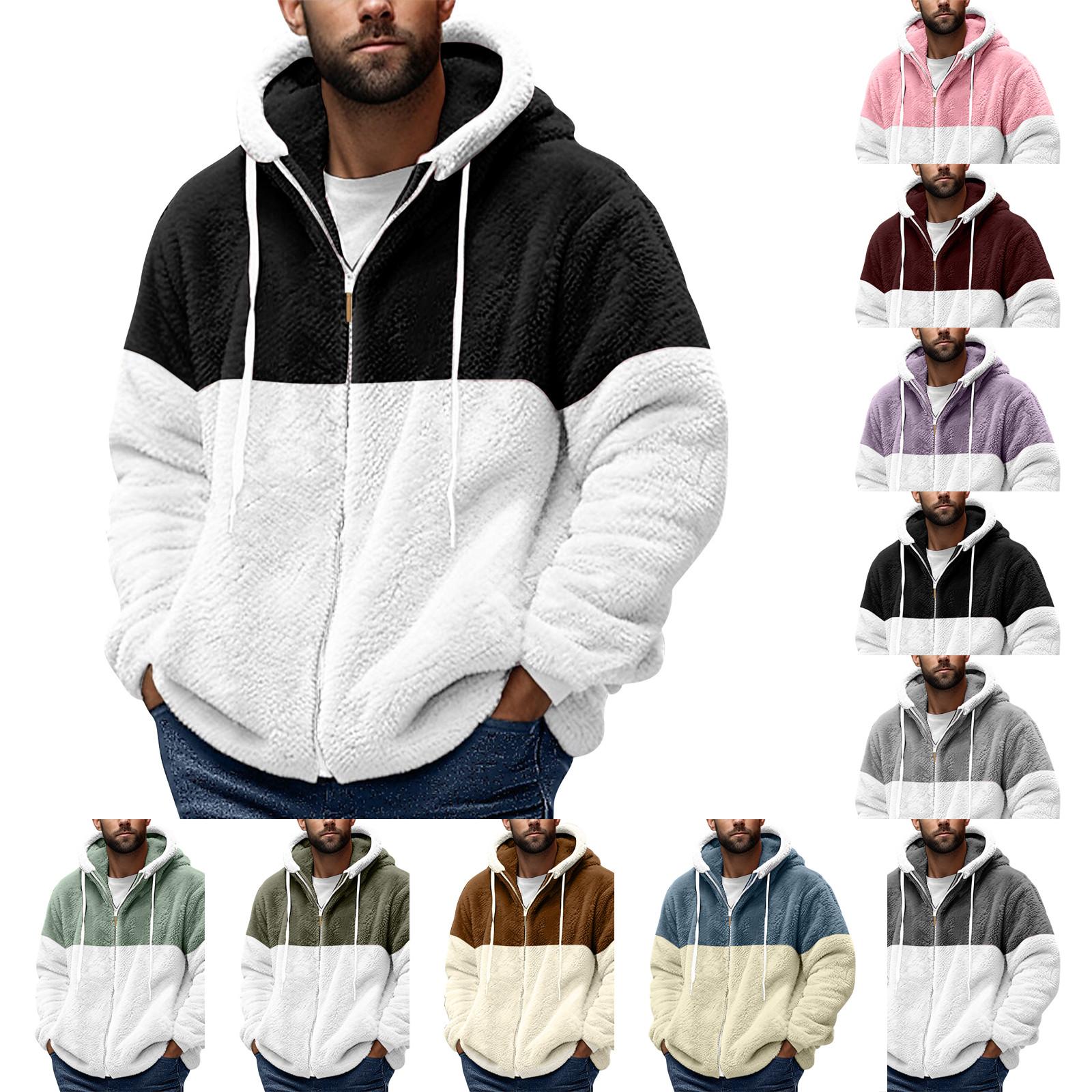 Molihua Heren Winter Rits Capuchon Fleece Sweatshirt Met Opgestikte Zak Casual Jack XXXXXL bruin