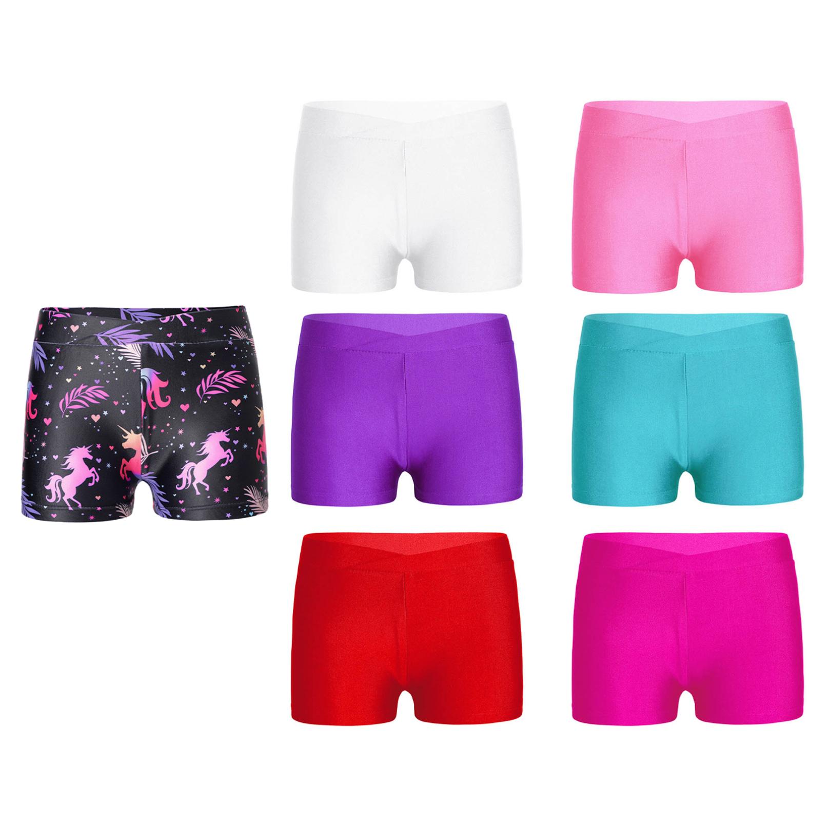 Kinderen meisjes elastische taille shorts kind dans sport gymnastiek workout bodems shorts 7-8 Years helder roze