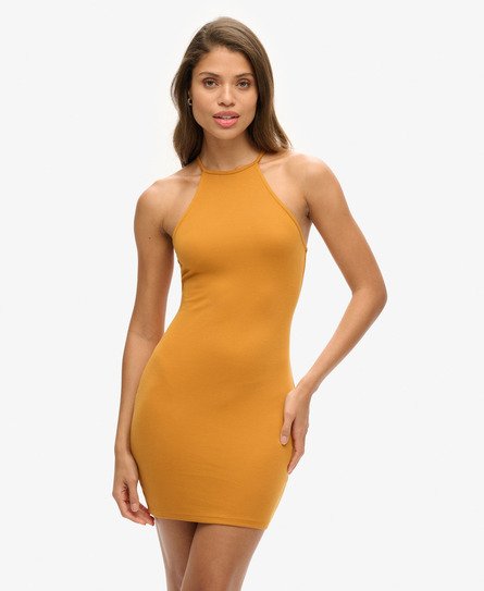 Superdry Vrouwen Strappy Racer Mini-jurk van Jersey Geel