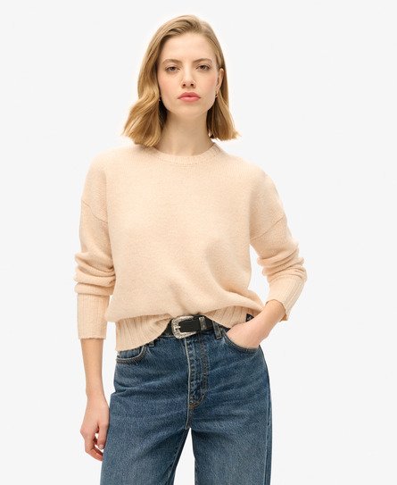 Superdry Vrouwen Essential Trui met Ronde Hals Roze