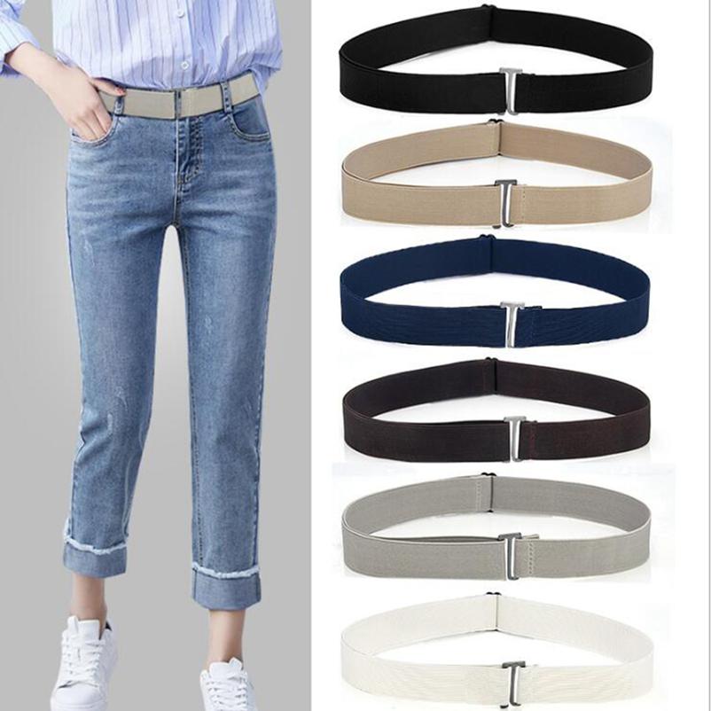 Have feelings for you Dames No Show onzichtbare riem, elastische stretchriem met platte gesp zwart