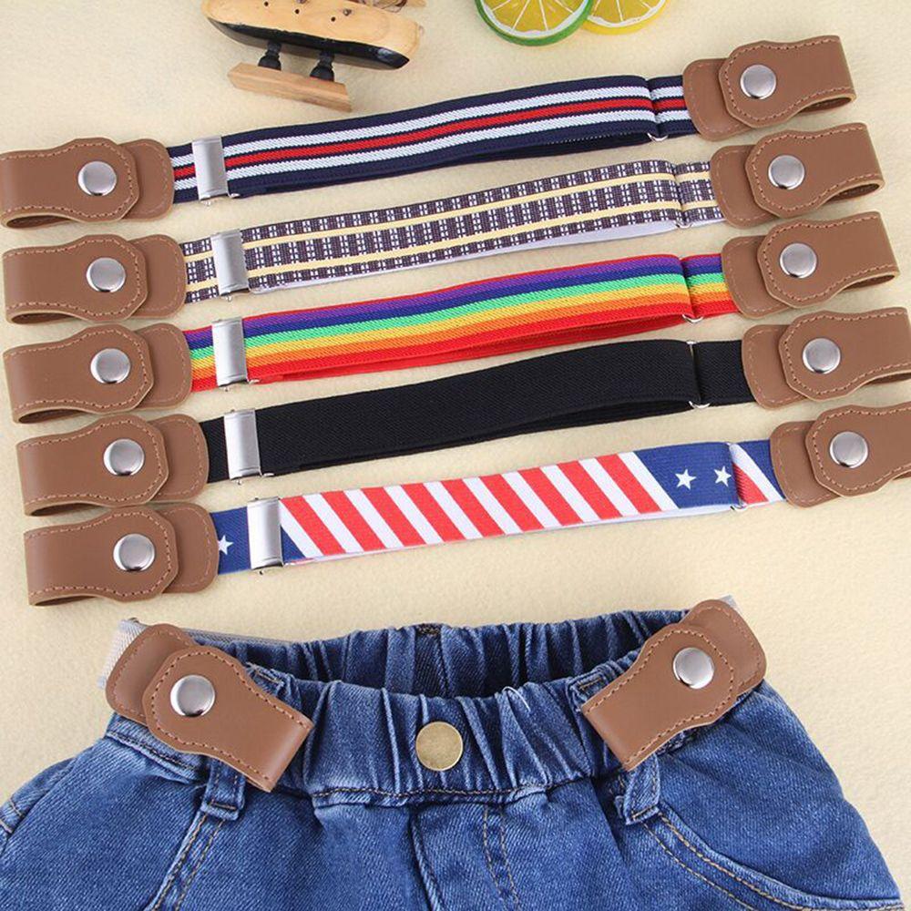Fashion Adjustable Easy to use Canvas Girdle Child Elastic Belt Buckle Stretch Belts Waistband Style 5
