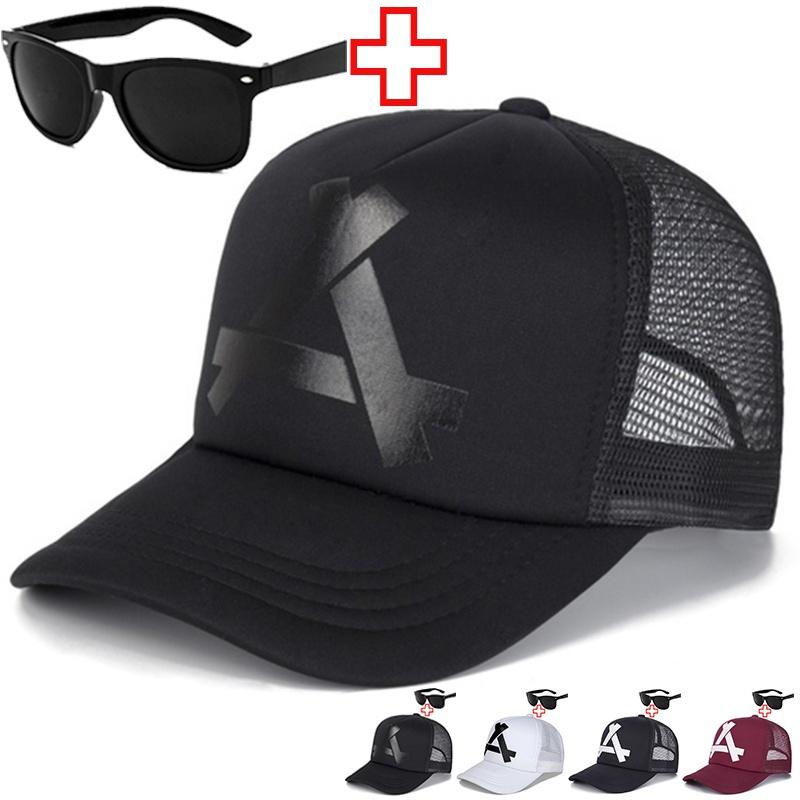 Headgear Zomer baseballpet Golfpet Zonneschermpet Sport Hiphop Truckerhoed Mesh petten voor heren en dames Reishoed Wandelhoeden Brillen wit