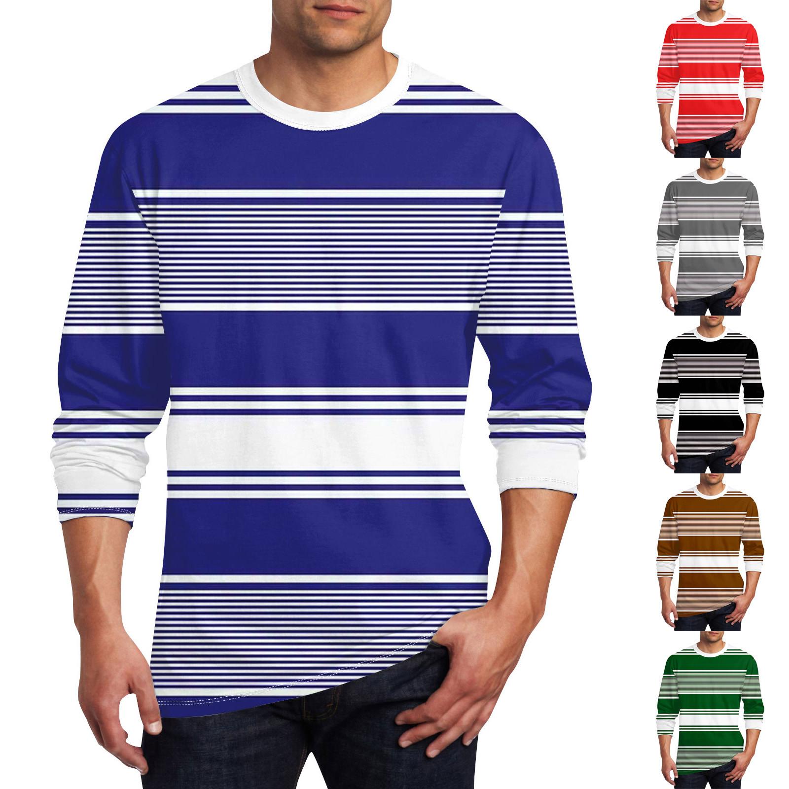 Linglong Heren T-shirt O-hals Kleding Kleding Buiten Lange Mouw Print Modeontwerper Vintage XXXXL