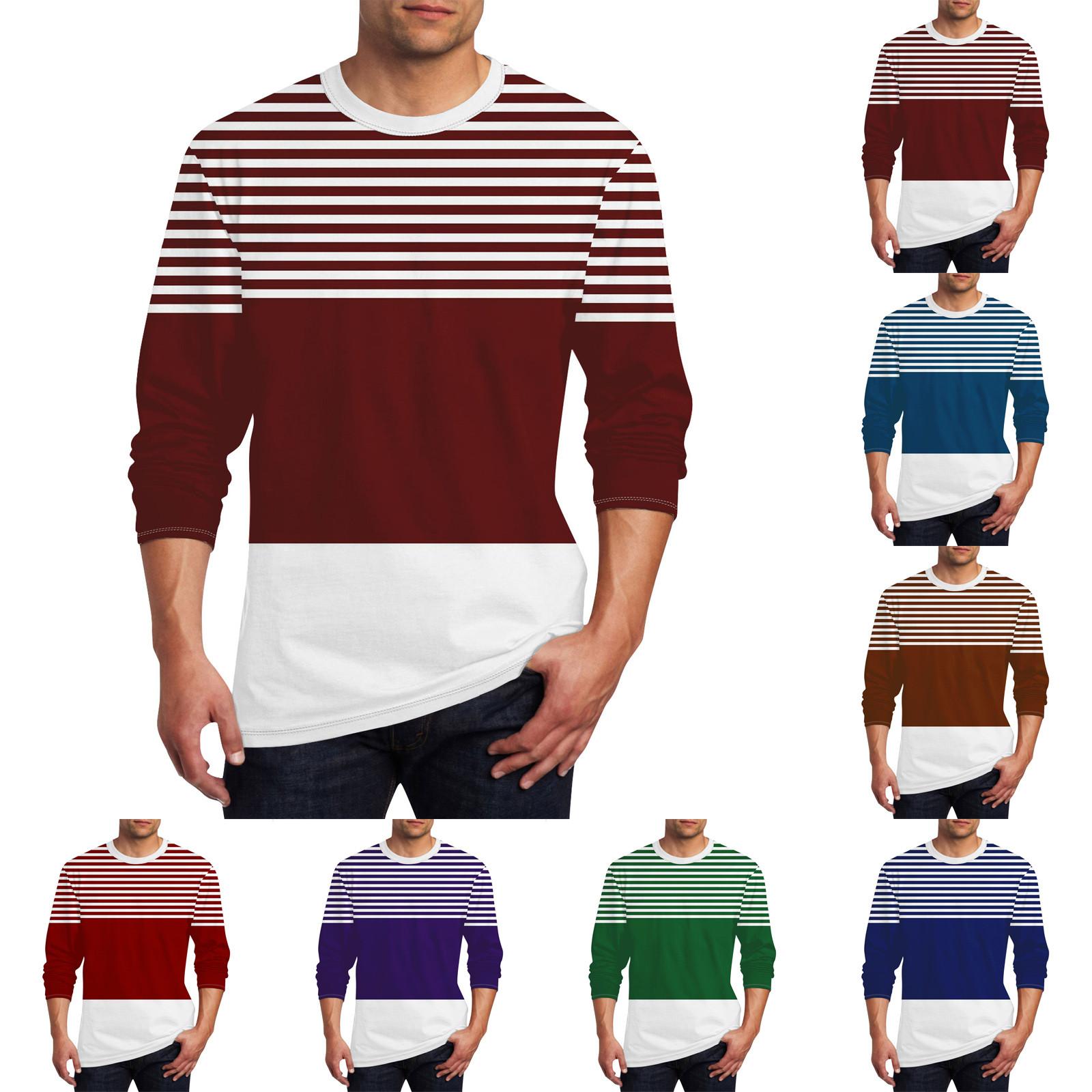 Linglong Heren T-shirt O-hals Kleding Kleding Buiten Lange Mouw Print Modeontwerper Vintage XXXL