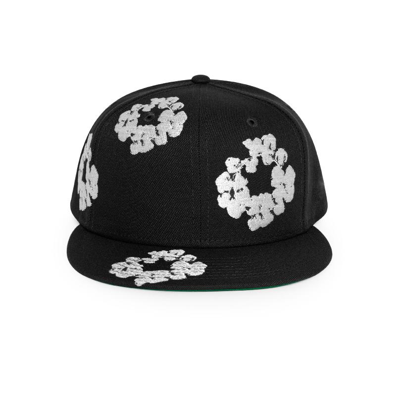 ZSIIBO Amazing Europese en Amerikaanse unisex INS geborduurde kapok bloemenpatroon eendenbekhoed trendy veelzijdige hoed S zwart