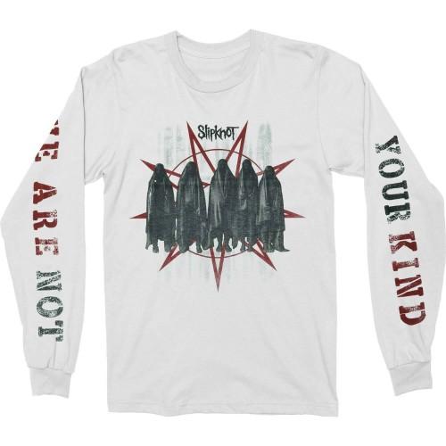 Slipknot T-shirt met lange mouwen, uniseks, gehulde groep voor volwassenen XL wit