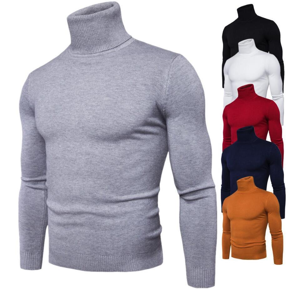 KH55NP Winter coltrui herensweater met lange mouwen en hoge hals L beige