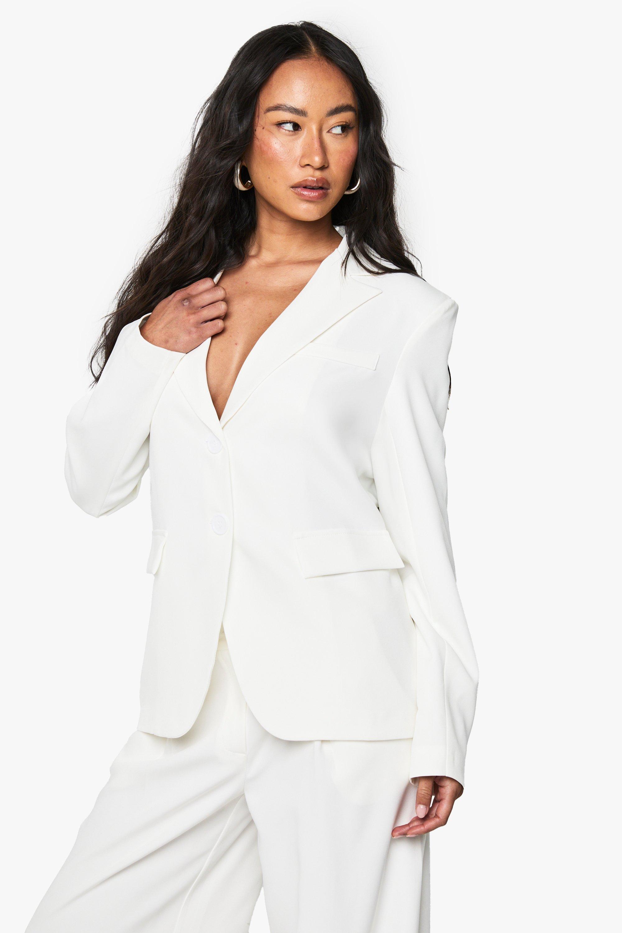Boohoo Getailleerde Fluid Blazer, Off White