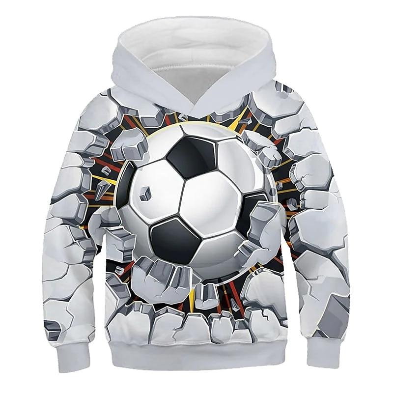 ETST WENDY 09 2023 Herfst Winter Kinderen Jongens Hoodie Lange mouw 3D Print Voetbal Meisjes Vrije tijd Sweatshirt Dagelijks Actieve mode Streetwear Sport 160
