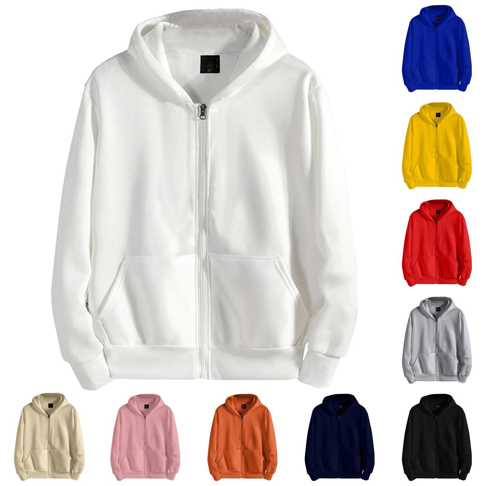 Hong Hollyland Herfst- en wintervest met rits en capuchon Herenjack met lange mouwen Casual sport losse top XXL blauw