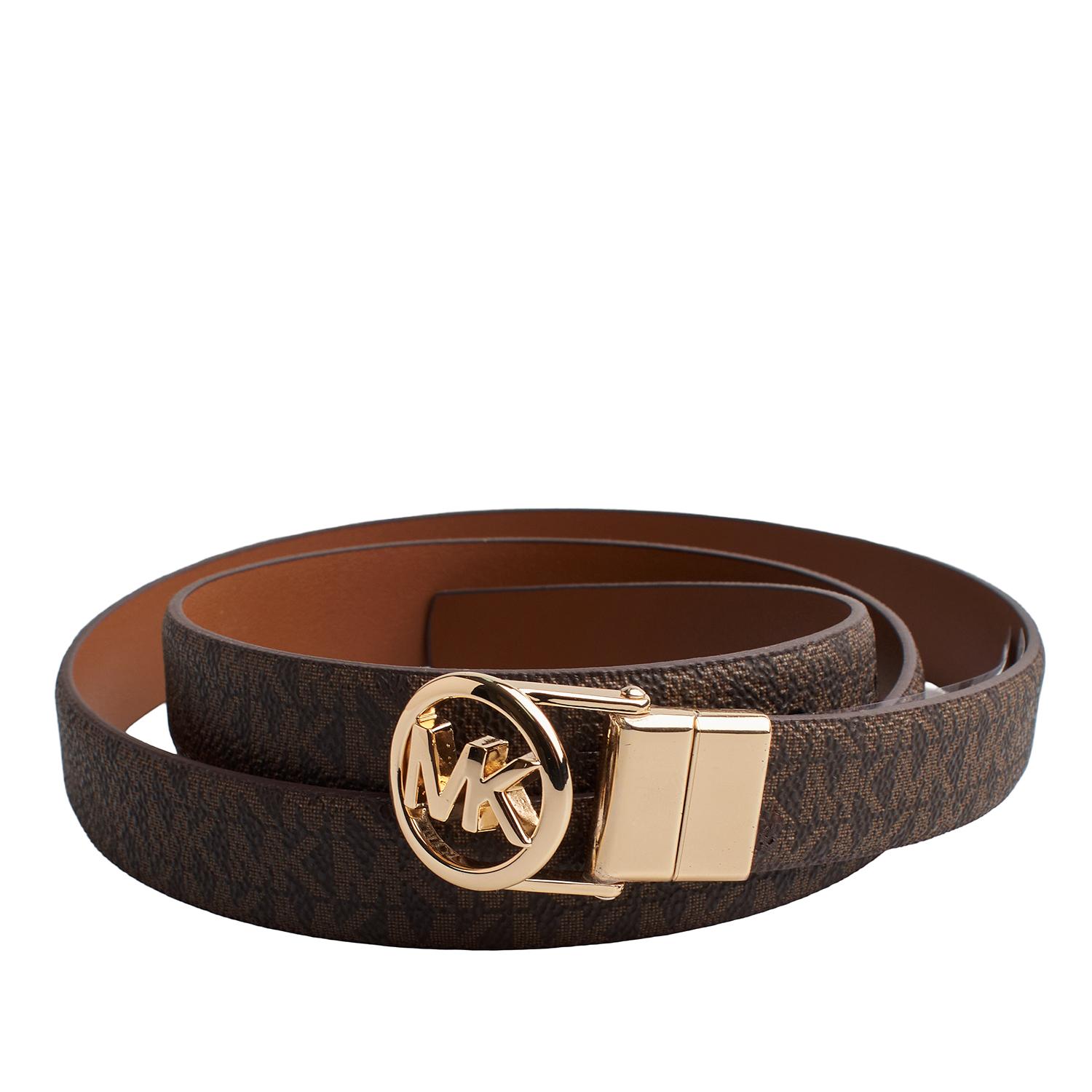 Michael Kors Omkeerbare dunne leren riem 559063T voor dames bruin