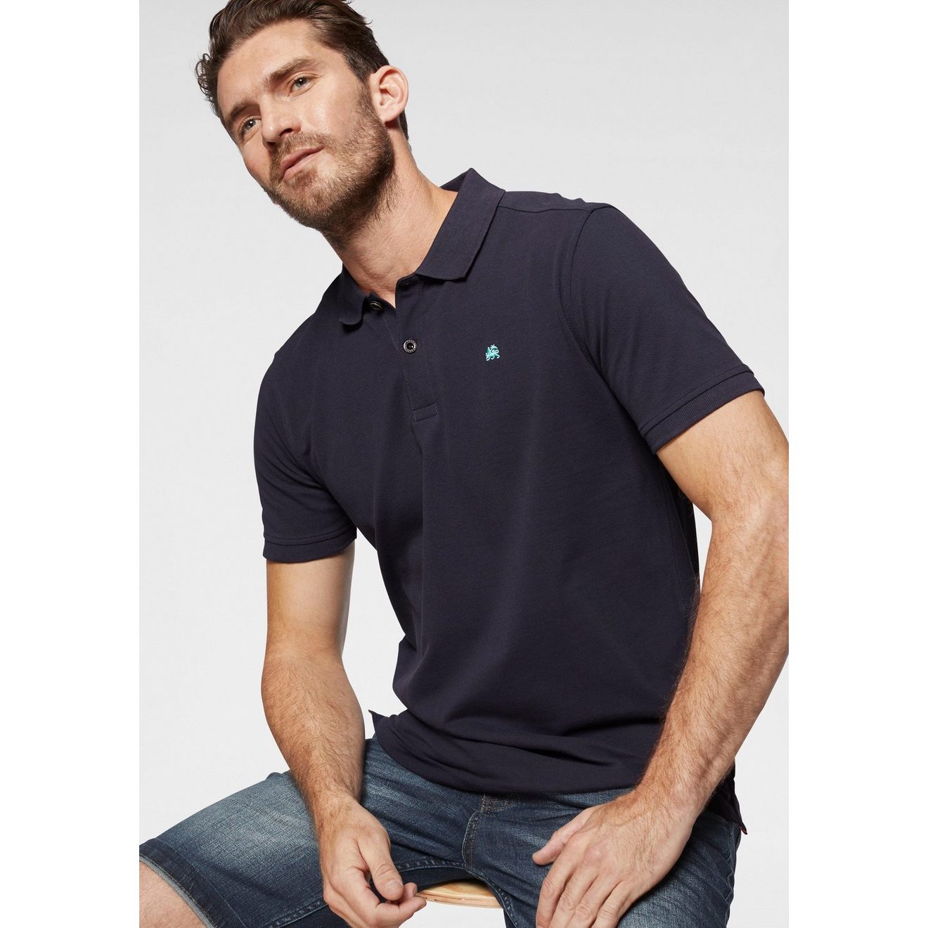 Lerros Poloshirt met stijlvol borduursel op borsthoogte