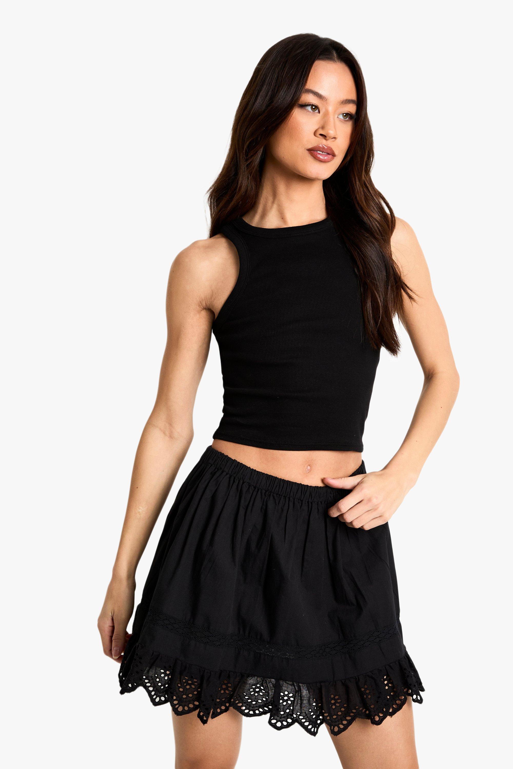 Boohoo Tall Rara Mini Rokje Met Franjes, Black