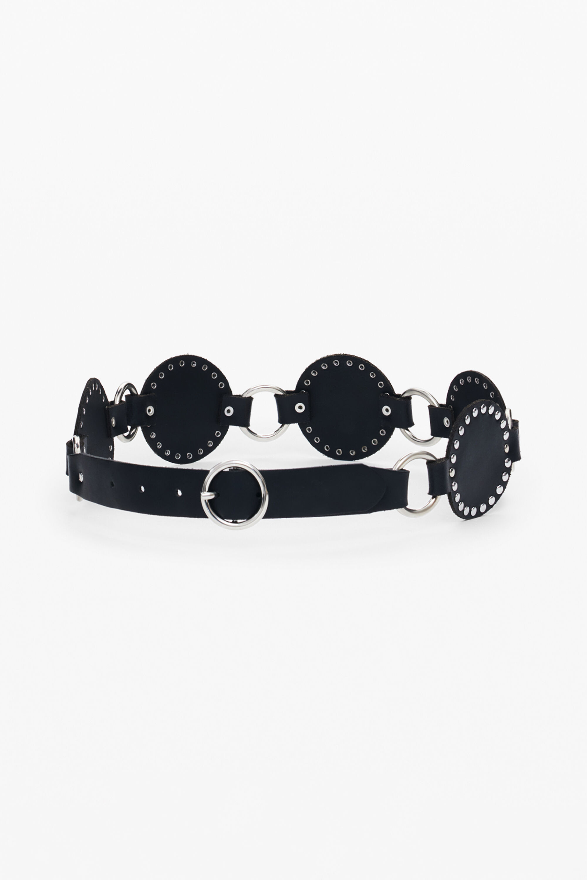 Desigual Gelede leren riem - BLACK